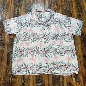 Caribbean Men’s Size 3XT Silk Tropical‎ Pink Floral Shirt Top Button Up 3XL